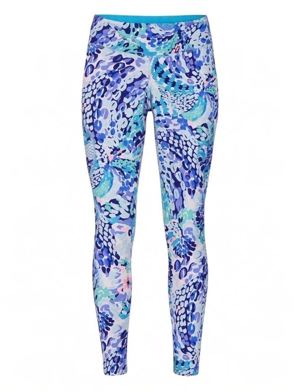 Lilly Pulitzer Womens XS Aqua Floral Print Athletic Leggings Yoga Workout